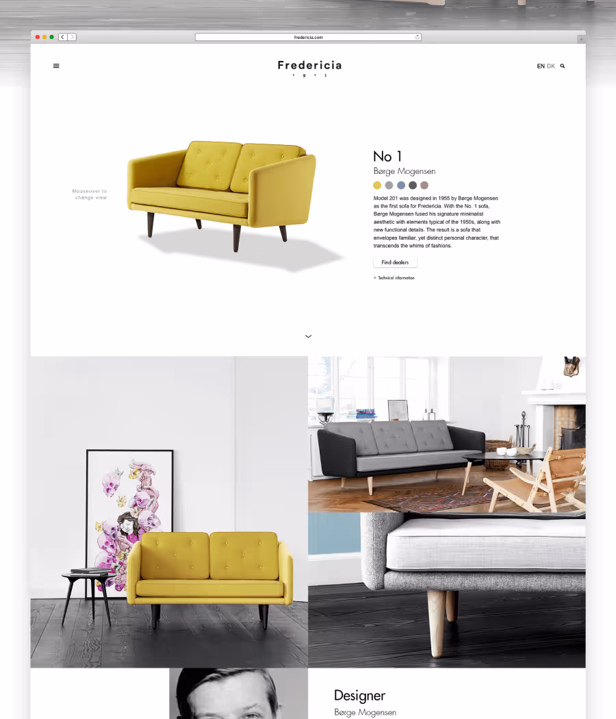 Website design for Fredericia Furniture