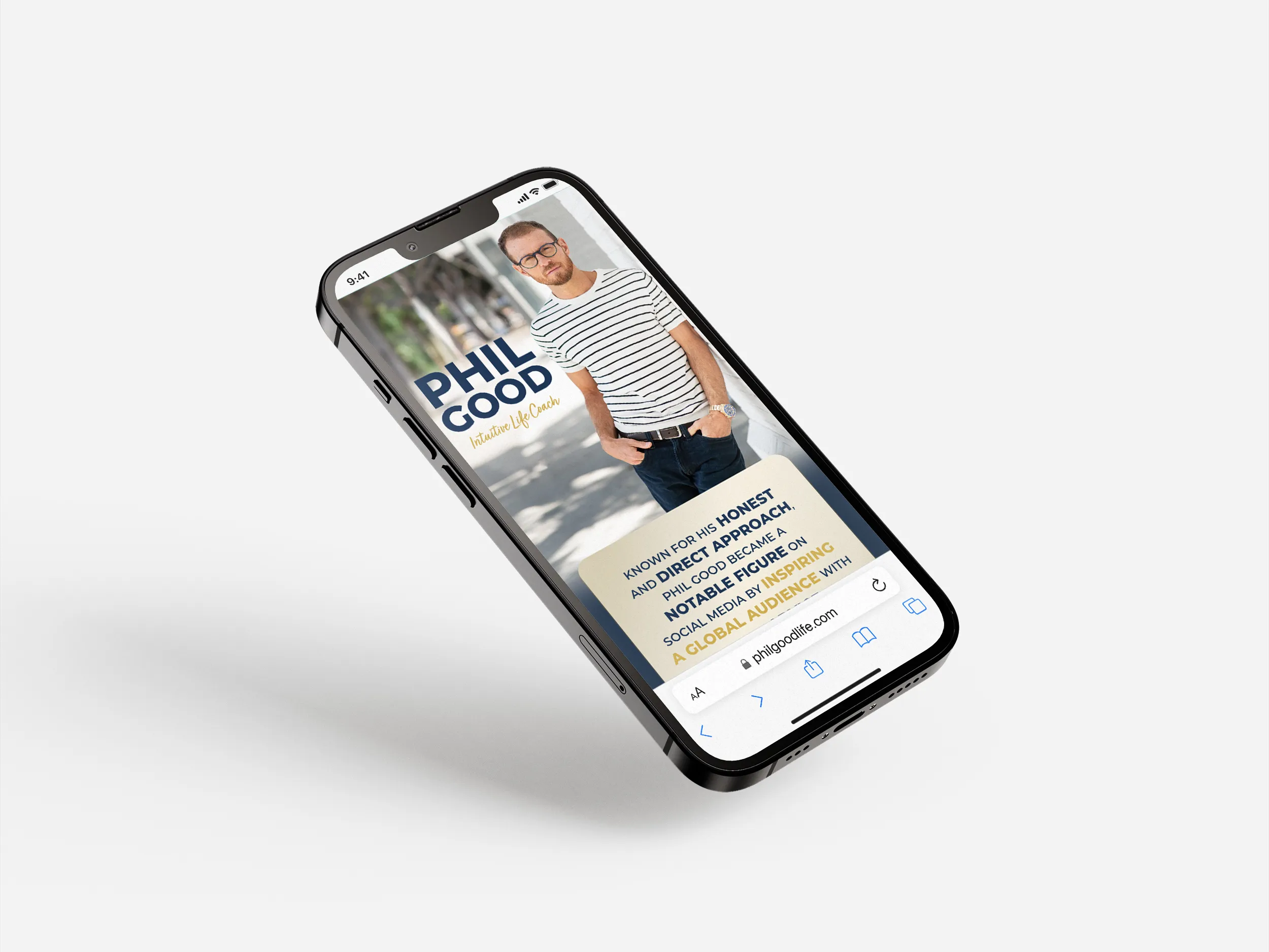 iphone mockup of Phil Good website