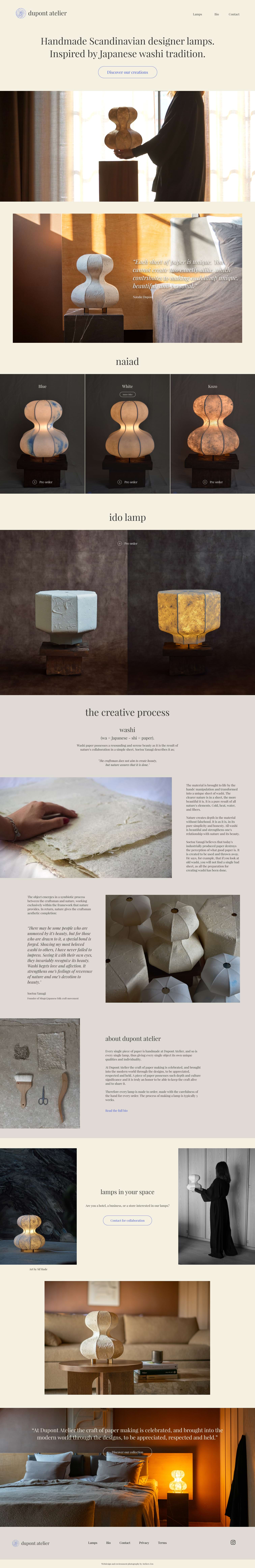 Dupont Atelier photography videography and website creative studio project